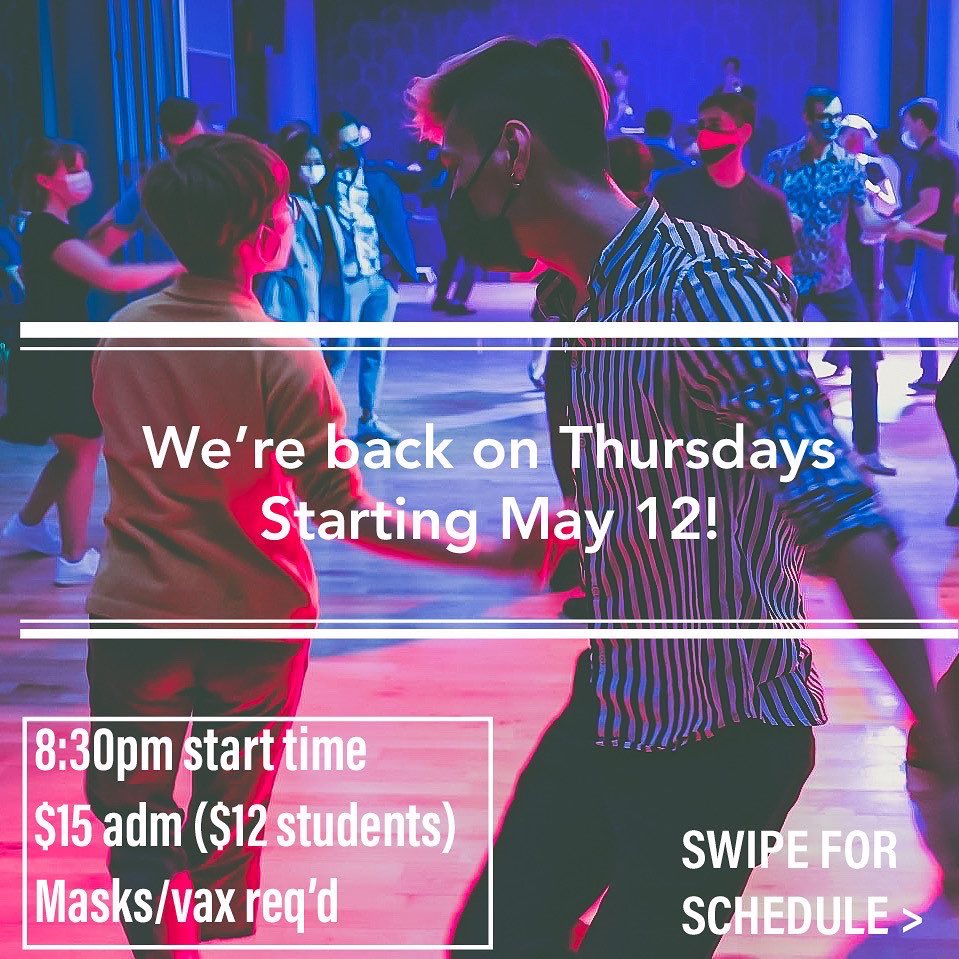 FrimFramJam's tweet photo. We’re back on Thursdays starting May 12! New 8:30pm start time for both the FREE lesson and open dancing! $15adm ($12 w/ student ID)

Full schedule and details: https://t.co/o83TJz7shZ https://t.co/iN83sY7kVe