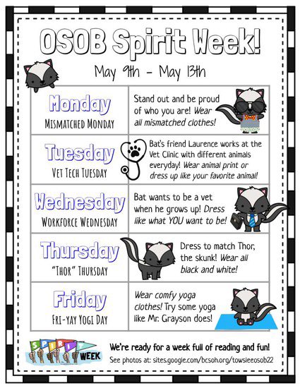 bcsmason's tweet photo. So excited for our “One School, One Book” Spirit Week this week! Tomorrow is “Mismatched Monday!” 🦨📚💙#osob #brunswickPRIDE #aboycalledbat https://t.co/y8hOdmyzi3