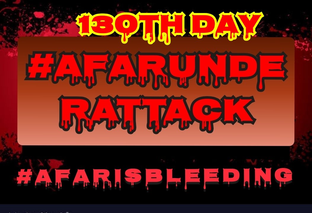 FuadMustefaAli's tweet photo. 130 Days of sufferingโ๏ธ
I won't stop๐ฃ๏ธ๐ข
#AfarCantWait #AfarUnderAttack
#AfarIsBleeding
Today marks 130th day since #TPLF started its vicious attack on the ppl of #Afar 100s killed&700,000 displaced,properties looted & destroyed.
@AbiyAhmedAli is in denial of TPLF atrocities! https://t.co/kwGl1drCaO
