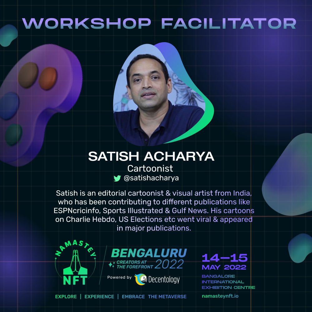 NamasteyNFT's tweet photo. Here's an introduction to the brilliant panel of workshop facilitators for art at NamasteyNFT Bengaluru where some of the country's finest traditional as well as digital artists will share how they create the perfect artworks.

Each workshop has only 50 slots.

#NamasteyNFTblr https://t.co/Ydnamzu3Dh