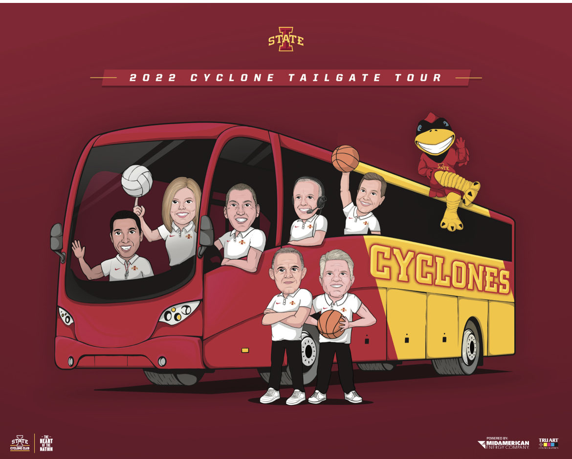 IASTATEAD's tweet photo. Can't wait to begin the 2022 Cyclone Tailgate Tour powered by @MidAm_EnergyCo a week from tomorrow (May 16th).  It has been three long years since we last able to do the tour in person.  Love visiting our fans in their communities. https://t.co/AiGdLHgj9t