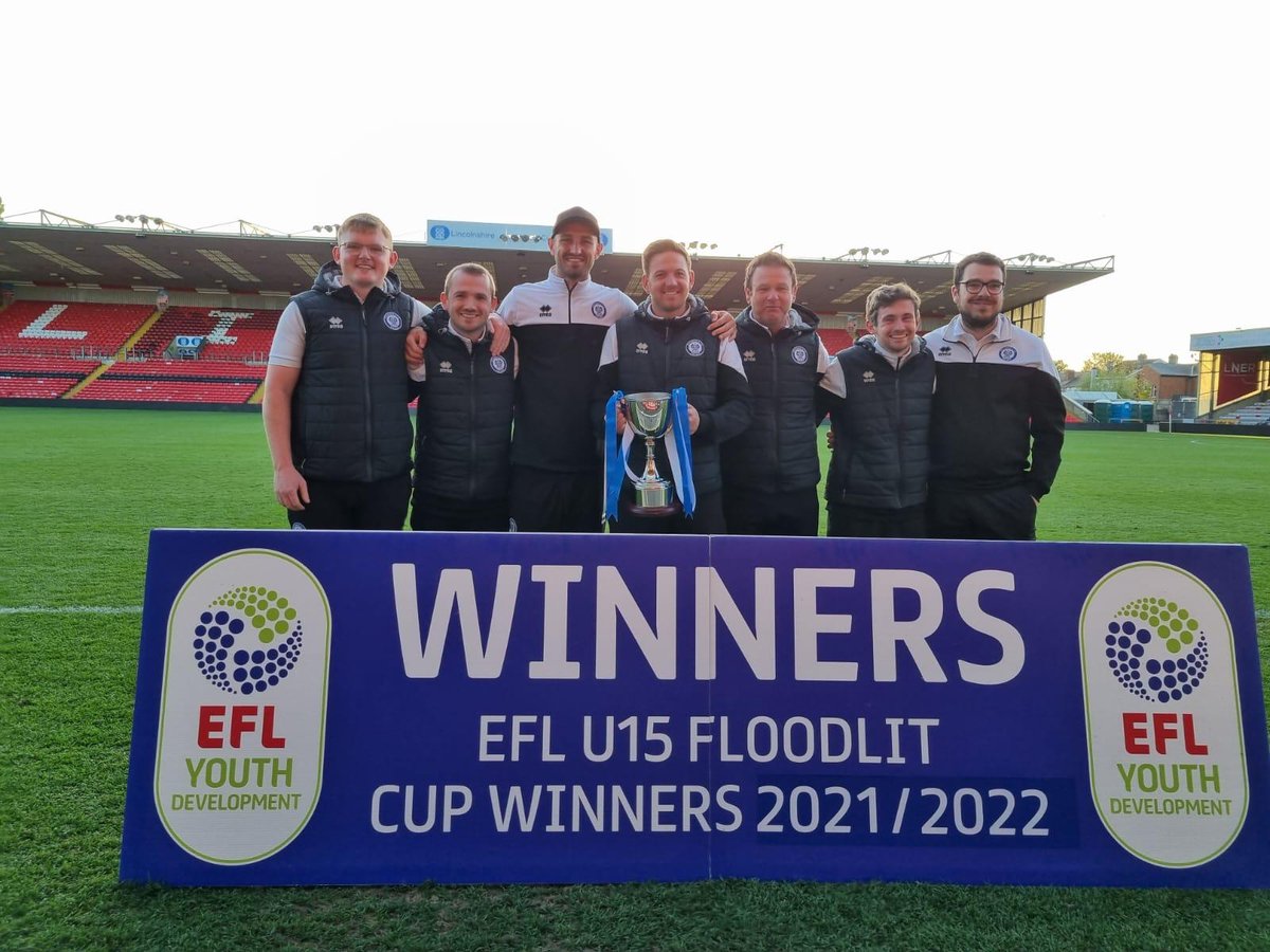 Benn_Pughy's tweet photo. Amazing achievement by the @RochdaleAcademy under 15s on winning the national floodlit Cup tonight!

Great group of lads and GK's to work with all season who deserve their success! 🔵⚪ https://t.co/JMi6oTBtJ5