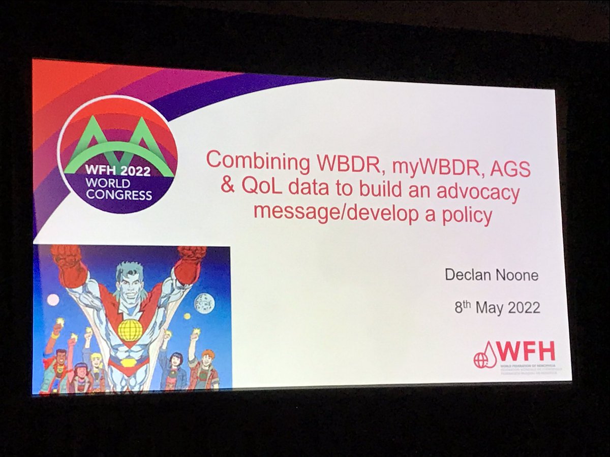 HaemophAmicus's tweet image. “Building the evidence is essential”, @DecNoone on Combining WBDR, myWBDR, AGS &amp;amp; QoL data to build an advocacy message &amp;amp; develop a policy. #WFHCongress2022 #datacollecting #hemophilia #bleedingdisorders @wfhemophilia @EHC_Haemophilia @EAHADnews