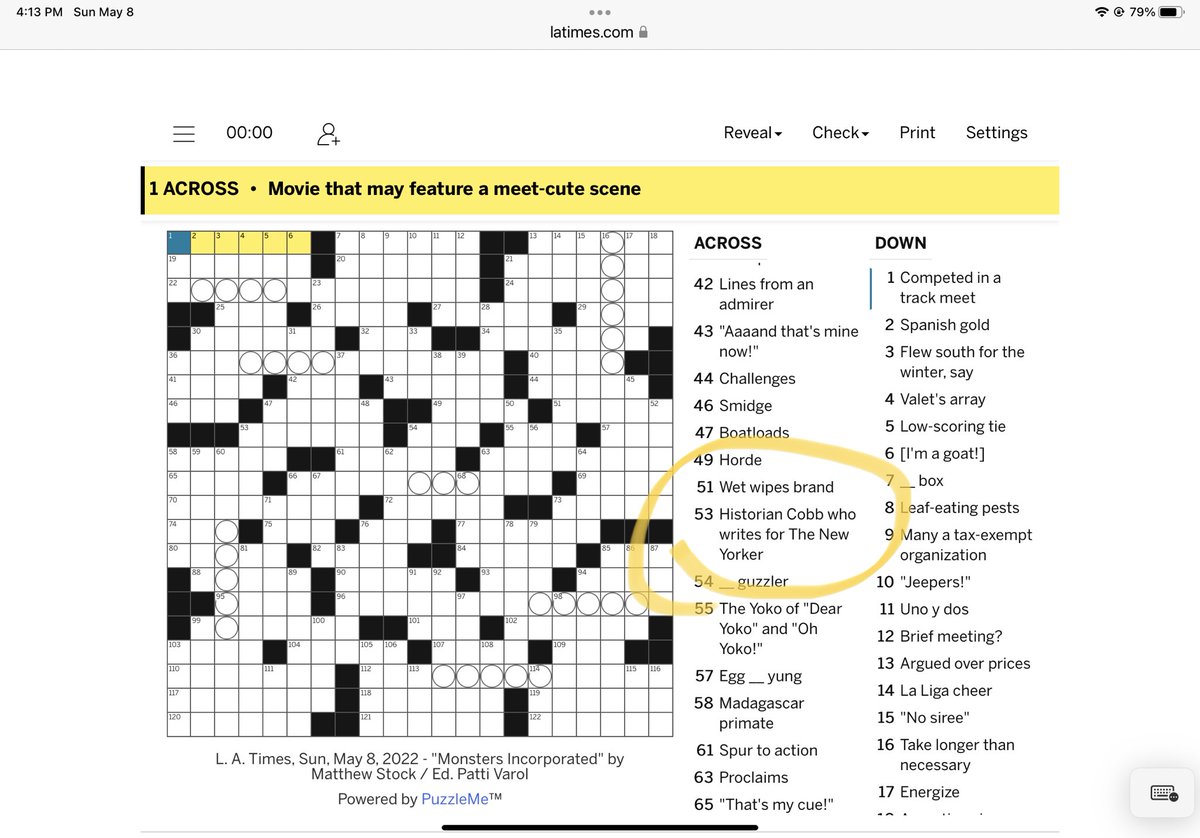 megkissinger1's tweet photo. ⁦@jelani9⁩ You know you’ve arrived when you are the answer to an LA Times crossword puzzle clue. https://t.co/Xs3vgaovS1