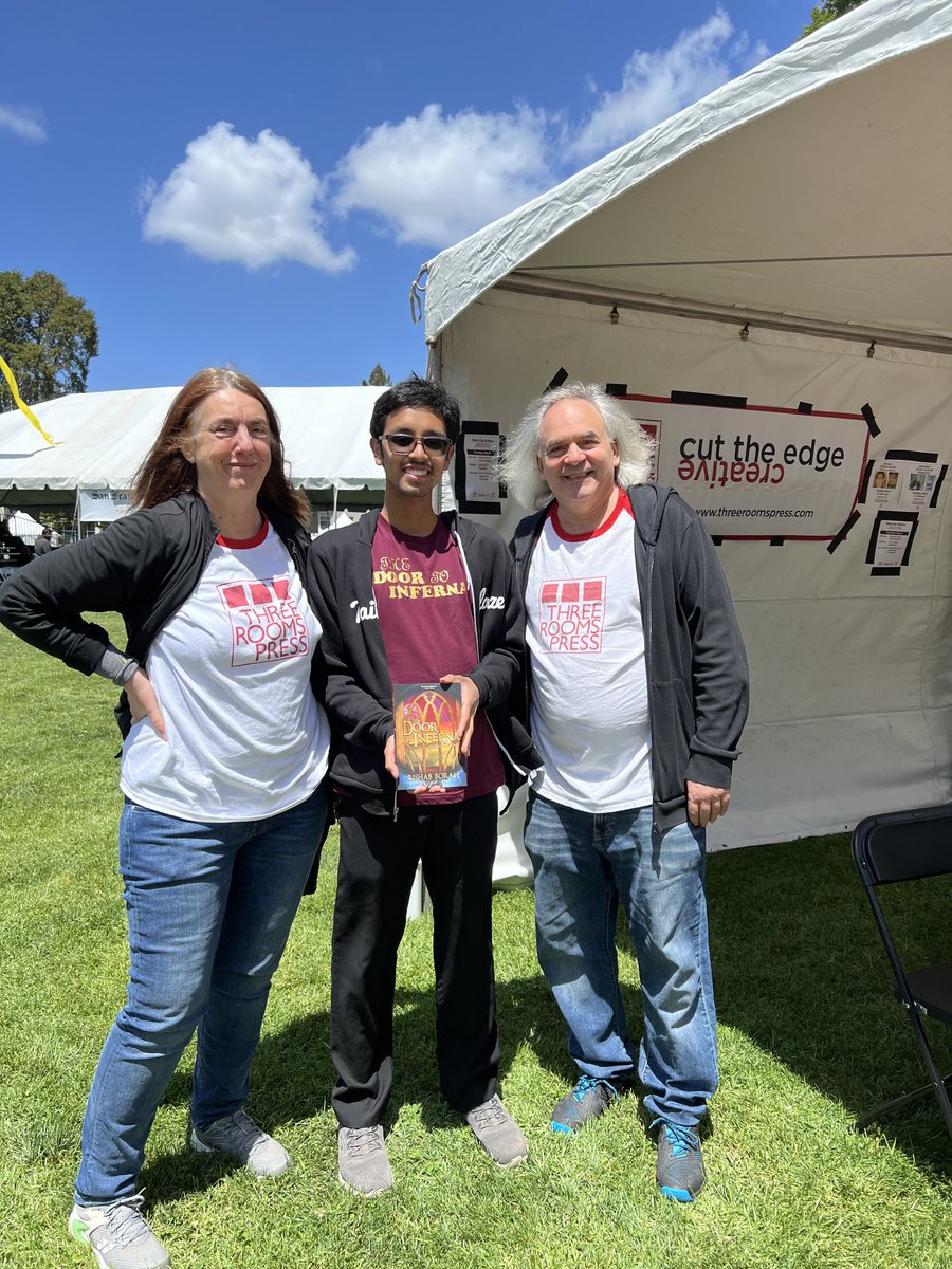 monimabaruah's tweet photo. Rishab’s ⁦@elkloriaseries⁩ first in person book event ⁦@BayBookFest⁩ in ⁦@Cal. It is nice to meet ⁦@threeroomspress⁩ ⁦Peter ⁦@carpet204⁩ and Kat ⁦@Kat_Georges⁩ https://t.co/MYlqgglTAw