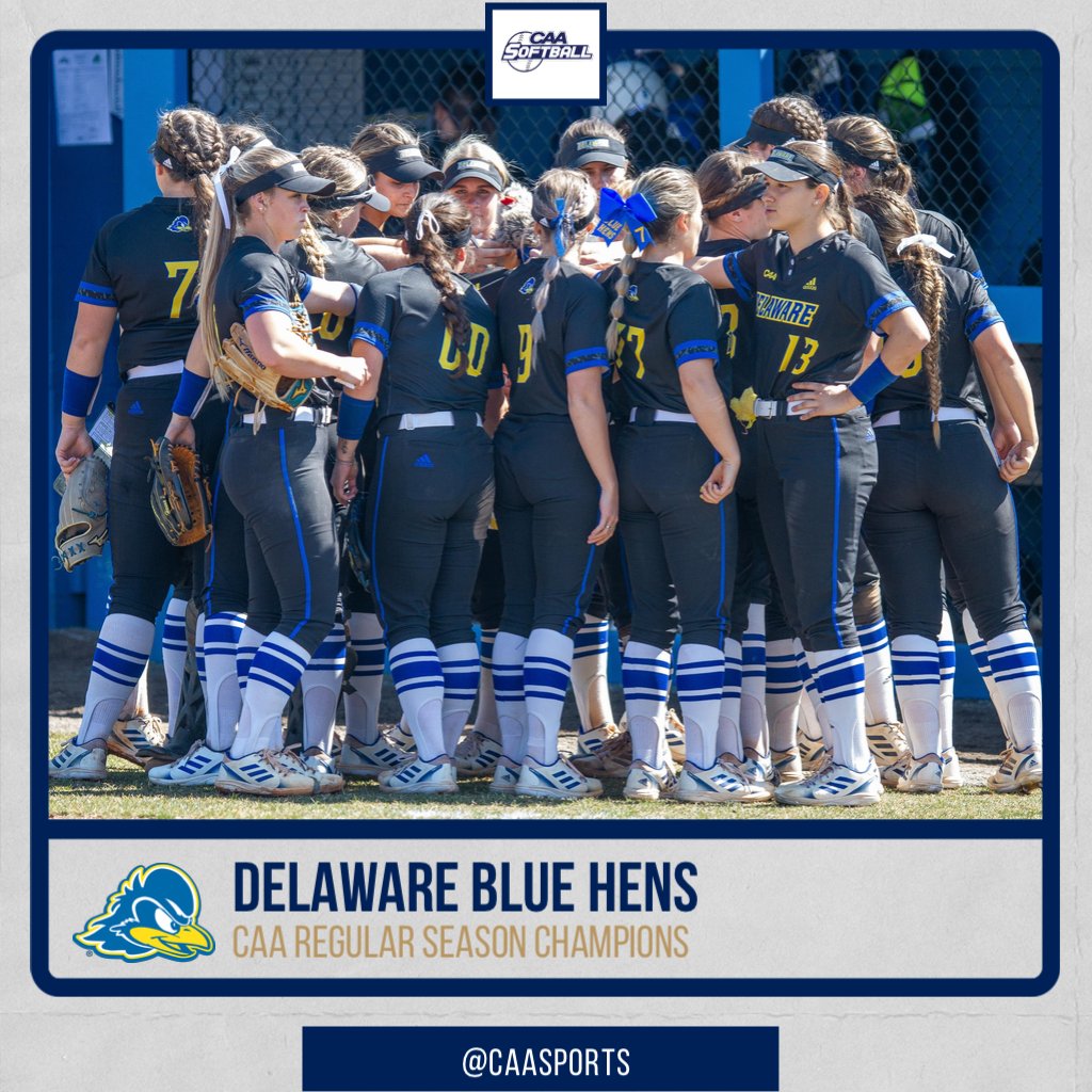 CAASports's tweet photo. 🥎 For the first time in program history... @Delaware_SB is the CAA Softball Regular Season Champion! https://t.co/Gyr6iPCpPM