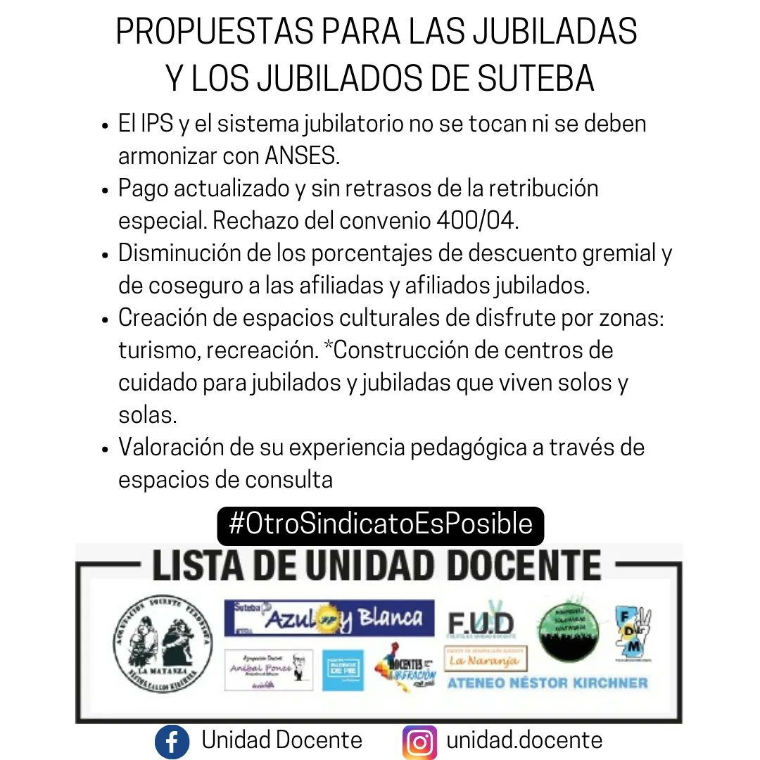 Unidad_Docente_'s tweet photo. CARTA ABIERTA A LAS JUBILADAS Y A LOS JUBILADOS DE SUTEBA
Ver y descargar 👉 [https://t.co/pAb44FrodD] https://t.co/v1GqAd7Q1u