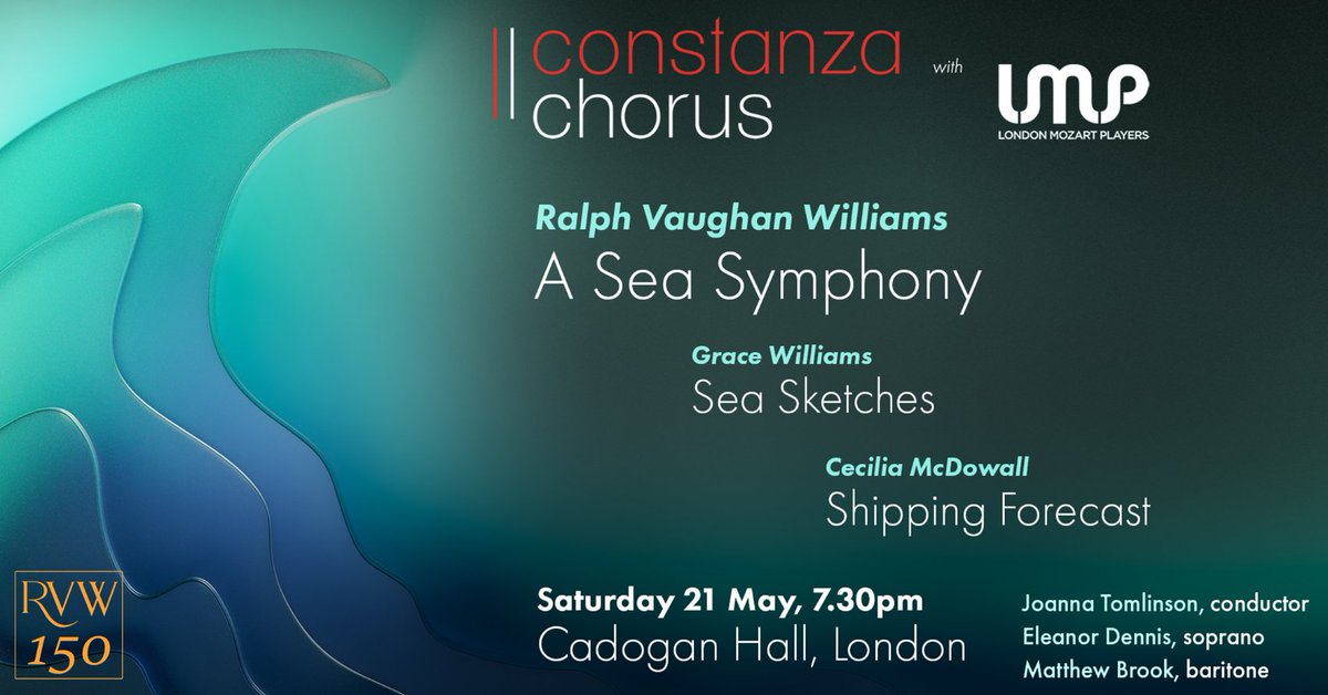 constanzachorus's tweet photo. Less than two weeks to go until our performance of Vaughan Williams' epic 'A Sea Symphony' at London's fabulous Cadogan Hall🌊 🎼🤩

Get your tickets now:
https://t.co/eBMWXJT7jG https://t.co/NKRARcbYUt