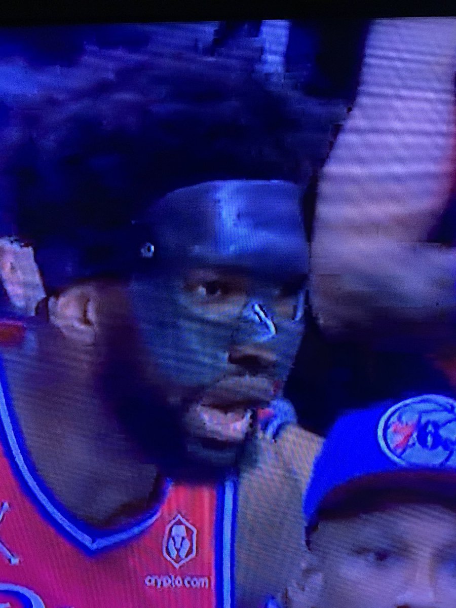 maximumRJ's tweet photo. I have to say, I’m a big fan of Joel Embiid’s fucking Dr. Death mask. Coming off a concussion? Might as well do it in style.
#NBAPlayoffs https://t.co/Lukmg5BqSb