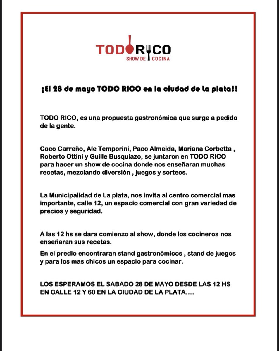 pablomontagna's tweet photo. Acá un poco más de info de #TodoRico - Lo que adelantó @cocococinero en #PasaMontagna
https://t.co/a4WFonVCI8 https://t.co/CXbCNC72hM