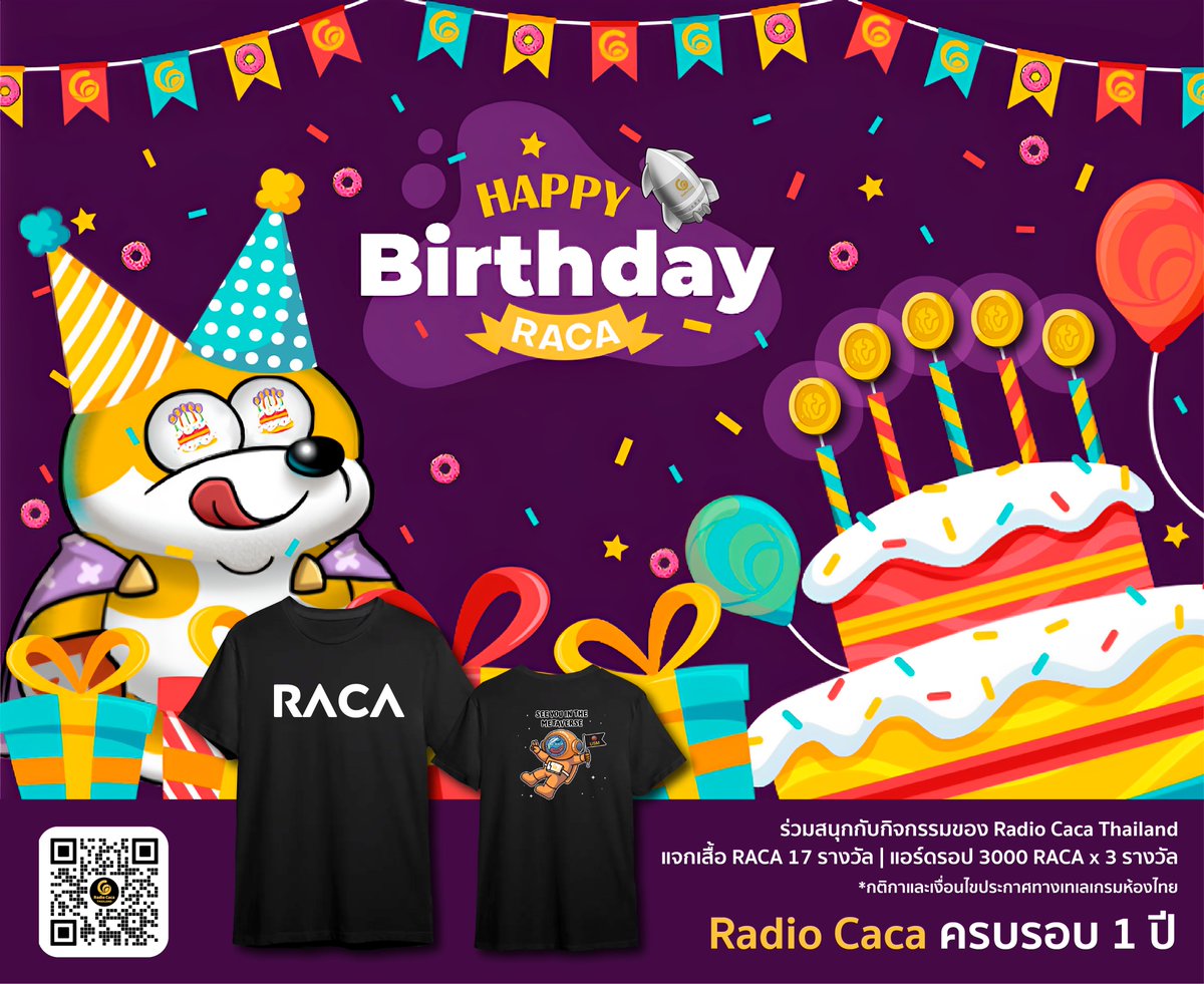 RadioCacaThai's tweet photo. 🥳 Radio Caca Thailand 🇹🇭 ฉลอง "Radio Caca Anniversary 🎉
RACA ครบรอบ 1 ปีกับกิจกรรมแปลอักษรใน USM Metaverse
🎁ลุ้นรับเสื้อ RACA x 17 รางวัล
💰แอร์ดรอป 3000 x 3 รางวัล
*กติกาและเงื่อนไขติดตามได้ในห้องเทเลเกรมไทย
**ประกาศรายชื่อผู้โชคดีวันที่ 16 พ.ค.2565
@RadioCacaNFT #RACA https://t.co/EzEzDkJSKP
