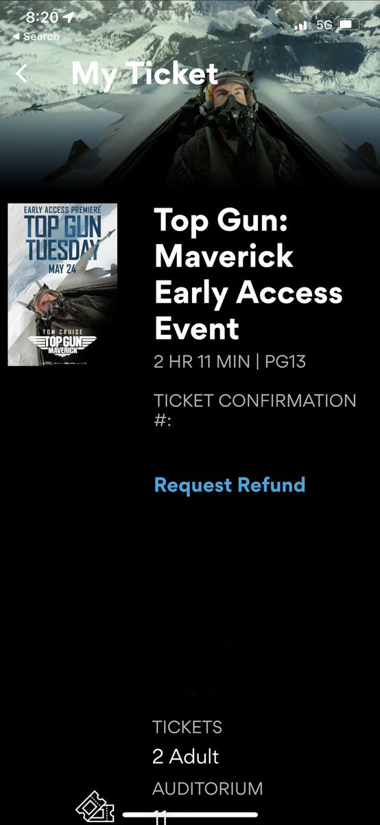 AMCApe1202's tweet photo. #TopGunMaverick Got my tickets. 😁 #TopGunNFT #APES #AMC $AMC #NotADeadCat #AMCisBetterThanNeflix #MovieTheaters #AMCSTOCK https://t.co/XujsTBsVfV