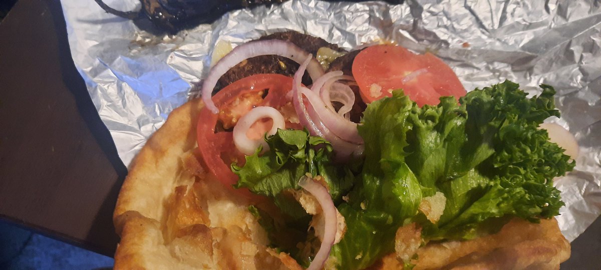 Rusteia's tweet photo. Having a #navajoburger for #MothersDay! Hope your day is as good as mine! Cheers c. #HappyMothersDay #nativefoods #burgers https://t.co/lPuNtVPODw