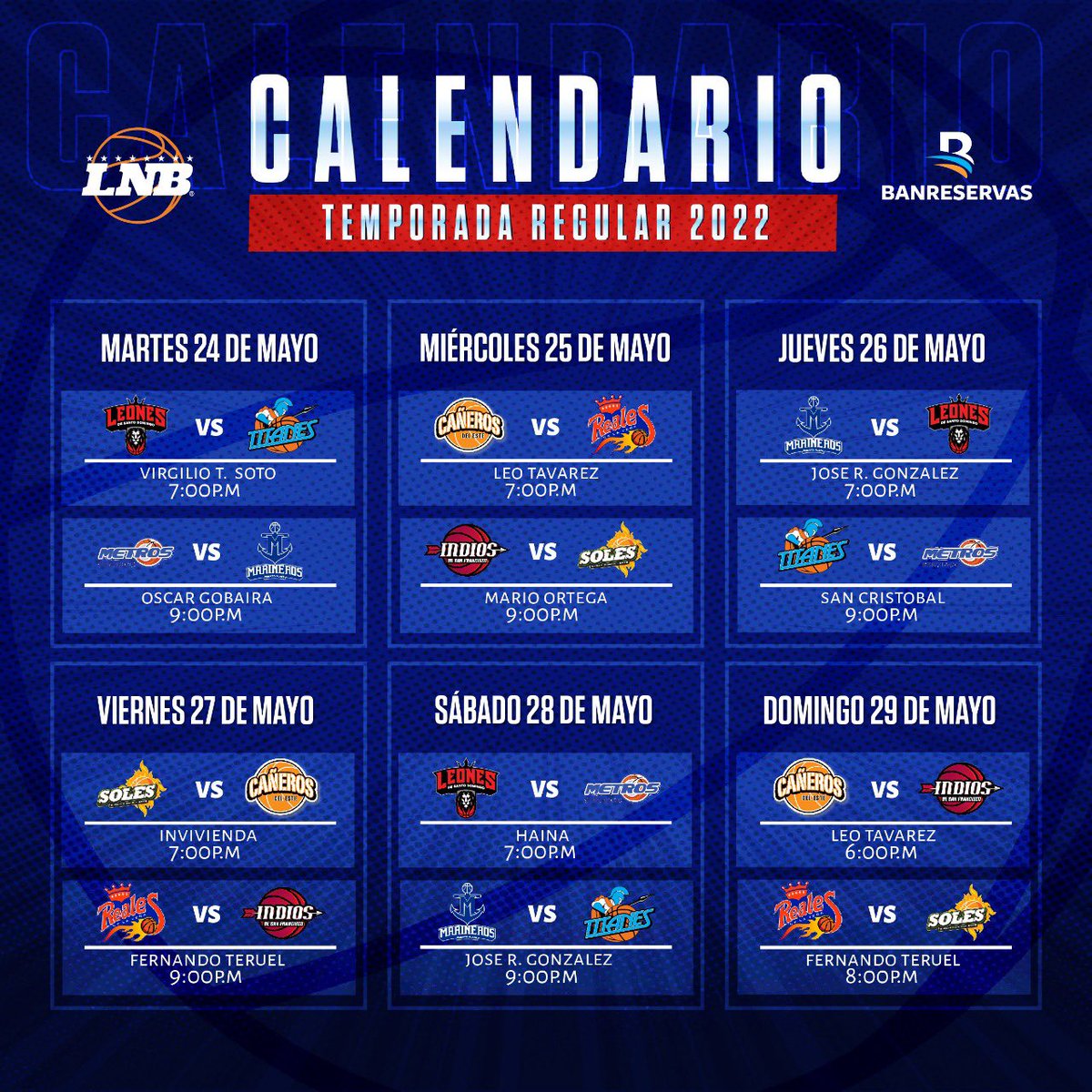 🇩🇴 CONOCE EL CALENDARIO DE LA 2022 – CANCHA LATINA