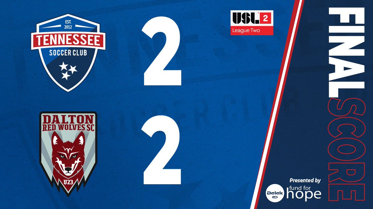 TSCUSL's tweet photo. We are coming back to Nashville with a well earned point after our first ever @USLLeagueTwo match.
2-2 is the final from Dalton.
#TSCUSL | #DRWvTENN https://t.co/UjcRlQohPs