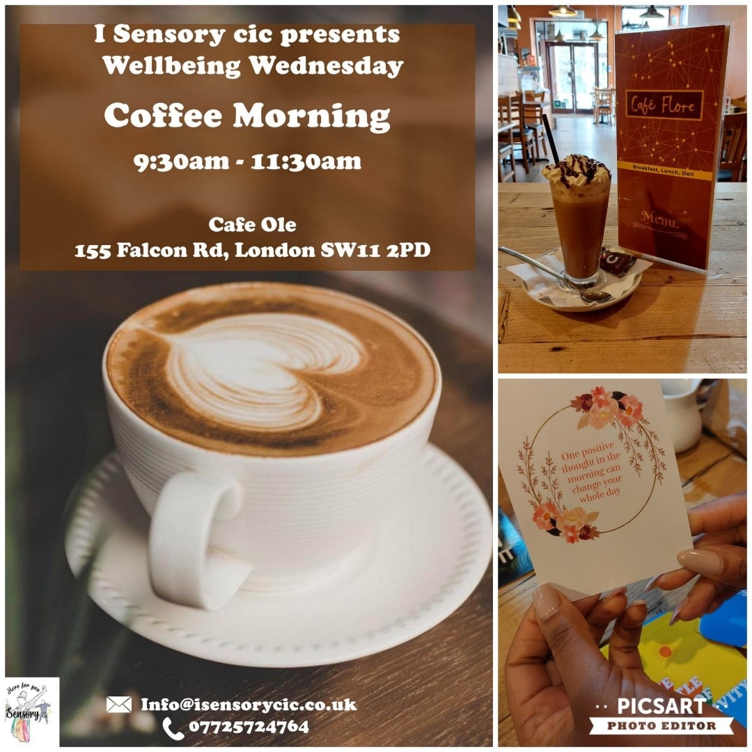 A2ndvoiceCic's tweet photo. @isensorycic Wed coffee morning 9.30 to 11.30am #CafeOle Clapham Junction and Dance Aerobics Class for #SEND parents & carers Thur 10 to 11am #YorkGardensLibrary @Better_YGLib £3 e: isensorycic@gmail.com @WAdvisoryAutism @BetterBattersea @BatterseaNewsie @BatterseaNews https://t.co/ep8f9qq4nX