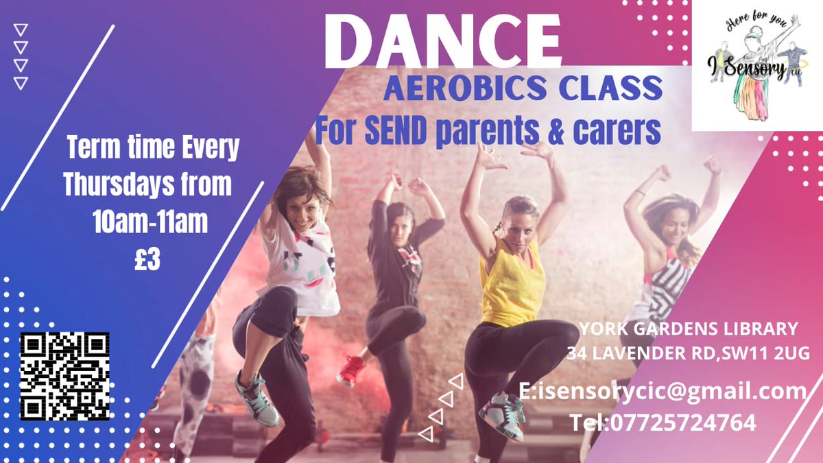 A2ndvoiceCic's tweet photo. @isensorycic Wed coffee morning 9.30 to 11.30am #CafeOle Clapham Junction and Dance Aerobics Class for #SEND parents & carers Thur 10 to 11am #YorkGardensLibrary @Better_YGLib £3 e: isensorycic@gmail.com @WAdvisoryAutism @BetterBattersea @BatterseaNewsie @BatterseaNews https://t.co/ep8f9qq4nX