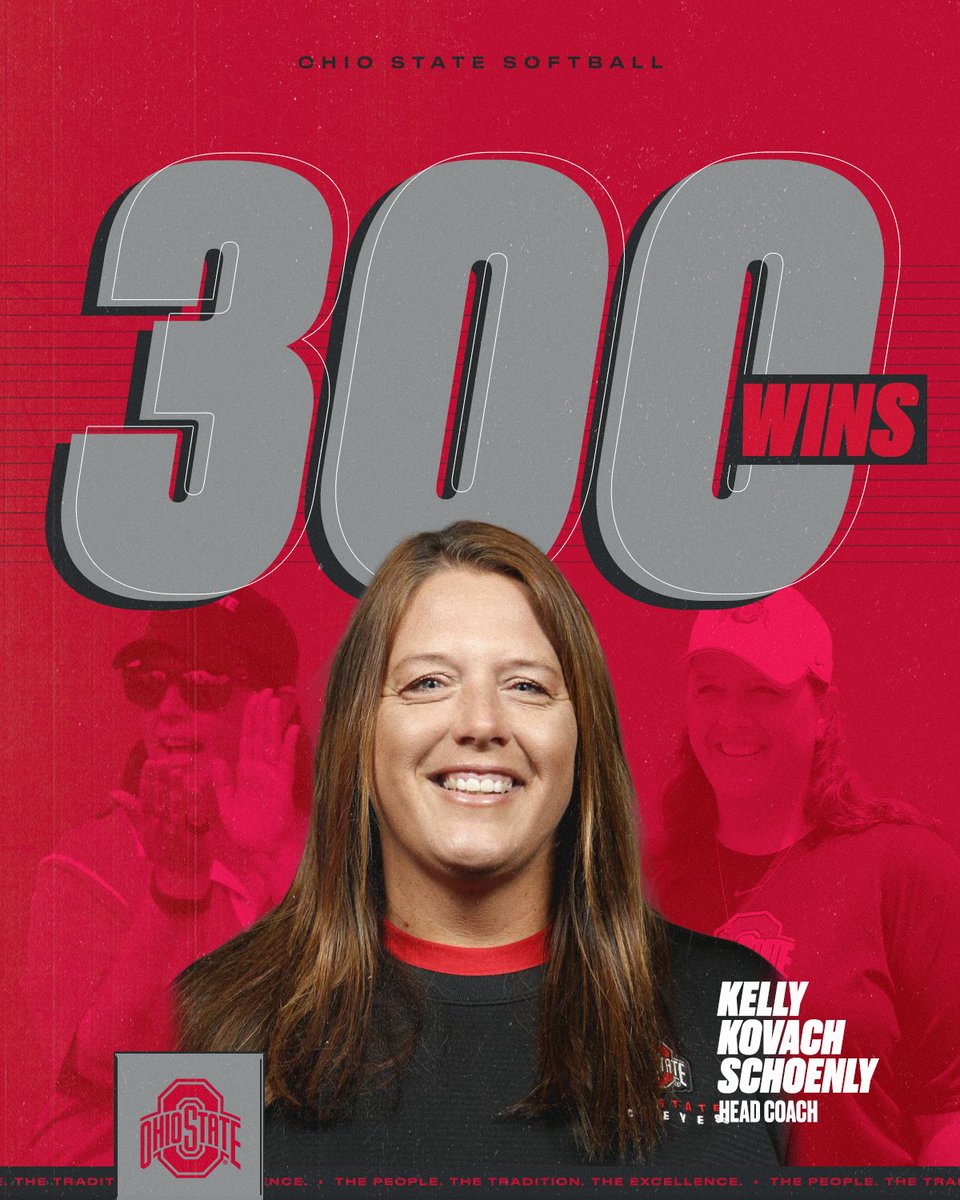 𝐓𝐇𝐀𝐓'𝐒 𝐎𝐔𝐑 𝐂𝐎𝐀𝐂𝐇 ‼️

Today's win to complete the doubleheader sweep over Maryland was No. 300 for Kelly Kovach Schoenly at Ohio State. She's the fastest coach in program history to reach 300 wins at the school.

#GoBucks
