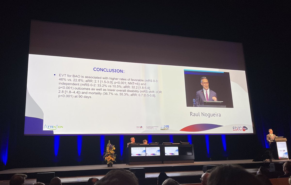 We can finally announce that the overwhelming effect of EVT persists in the Posterior Circulation. A big thanks to the ATTENTION and BAOCHE Investigators! @TudorGJovin