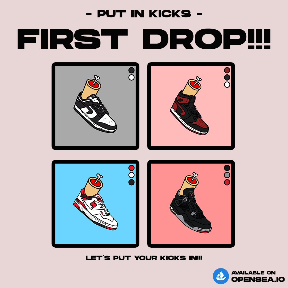 putinkicksnft's tweet photo. PUT IN KICKS - FIRST DROP!!!
Available on : https://t.co/N6DvlVjIBf
go check it out &amp; put your kicks in!!!👟🔥
.
.
.
.
#NFT #NFTcollectors #NFTcollection #NFTcollectibles #NFTCommmunity #NFTSneaker #SNKRS #NFTdrops #NFTartist #NFTTHAILAND #NFTThaicommunity #OpenSeaNFT #PolygonNFT https://t.co/StGqPKmxS6