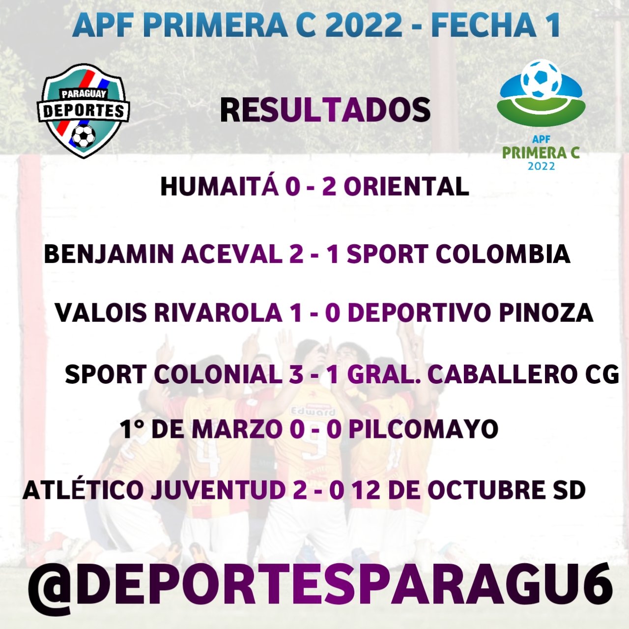 Deportes on Twitter: "APF PRIMERA C 2022 Resultados Finales @ClubJuventud_ @SportColonial https://t.co/kMR03a4vBN" / Twitter