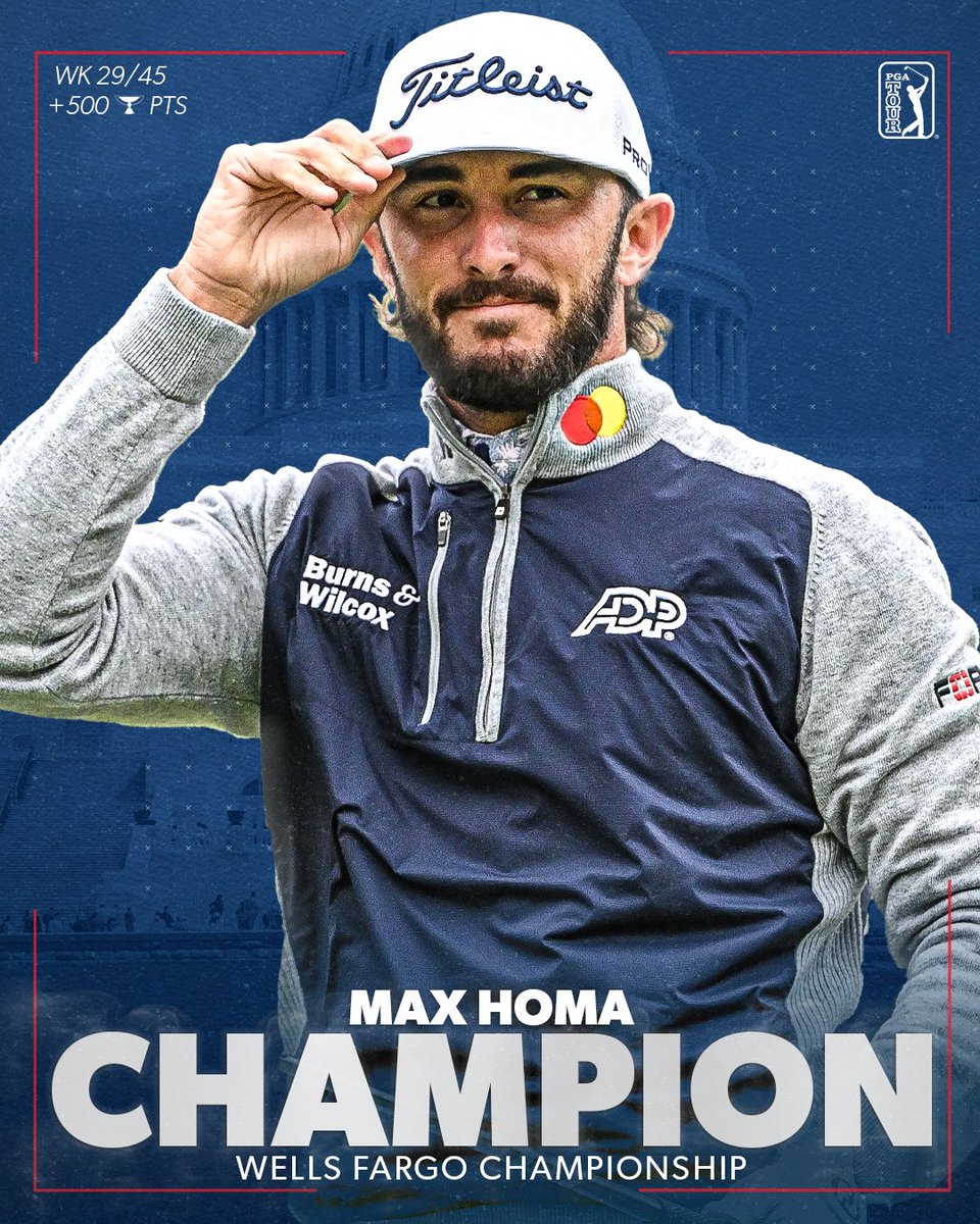 Twice as nice 🏆🏆

@MaxHoma23 takes another title <a href="/WellsFargoGolf/">Wells Fargo Golf</a>, his 4th TOUR win and 2nd this season.