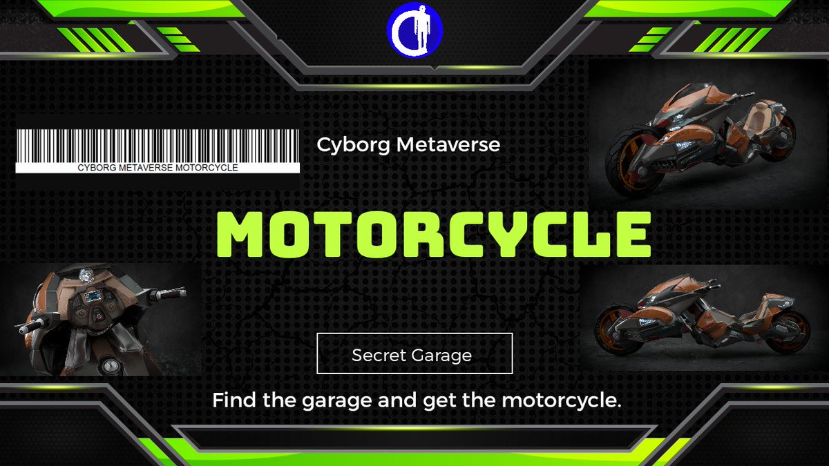 Giveaway(First 100 PEOPLE)Cyborg Metaverse Motorcycle( transfer 48 hours later)

- Follow us
- Follow*required
t.me/Cyborg_token
- Like, retweet
- Drop Wallet

#nfts #NFTartist #nft #NFTdrop #openseanft  #opensea #openseanfts #FreeNFT #NFTGiveaway #NFTCommunity  #Giveaways