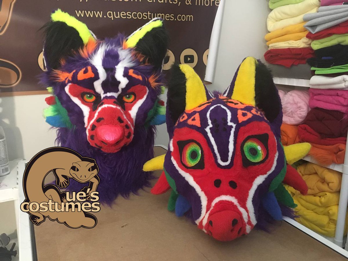 QuesCostumes's tweet photo. Majora's got a new look!

Built on a WoE base w/DVC nose, within a week using 13 unique furs; 6 reactive under UV light. Pictured w/2015 version &amp; F4F Majora's Mask.

We're open for commissions! Visit our site https://t.co/AxMzmbvDJn or email us quescostumes@gmail.com w/ details https://t.co/ujU9T1zALz