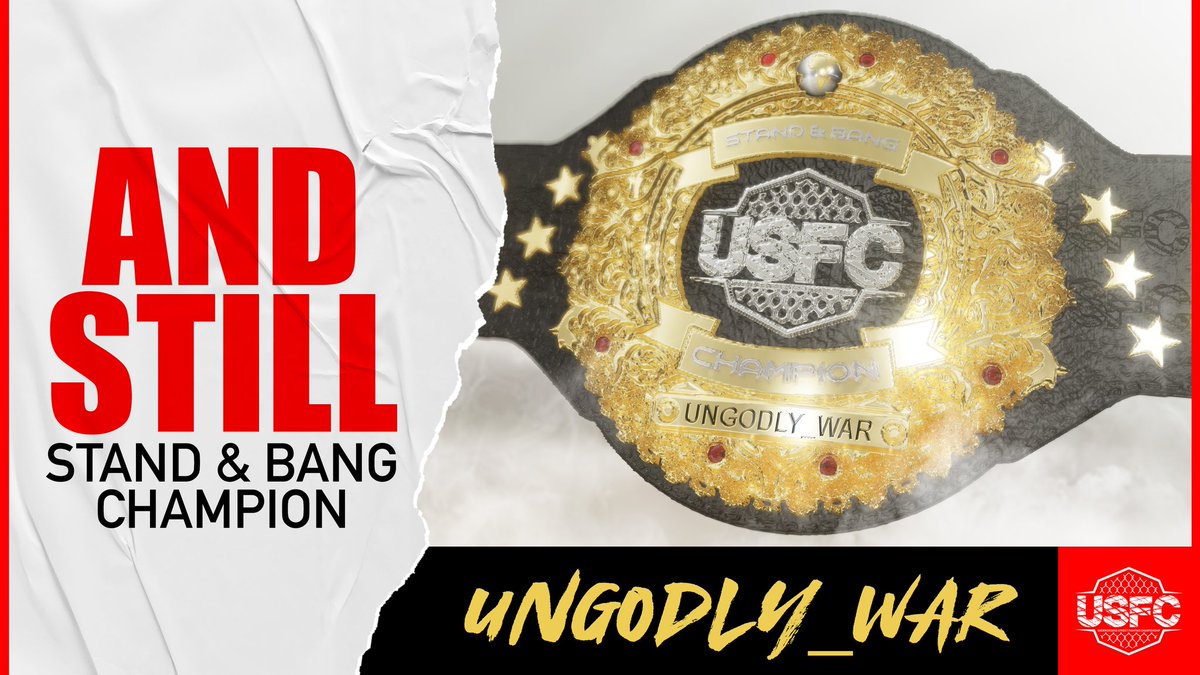 USFCgaming's tweet photo. Bang Bang captures #USFC gold for the first time by winning the MMA title and @Ungodly_War successfully defends his Stand &amp; Bang title during USFC 65. Congrats to both competitors. #UFC4 #esports https://t.co/oFBmk5VgWN