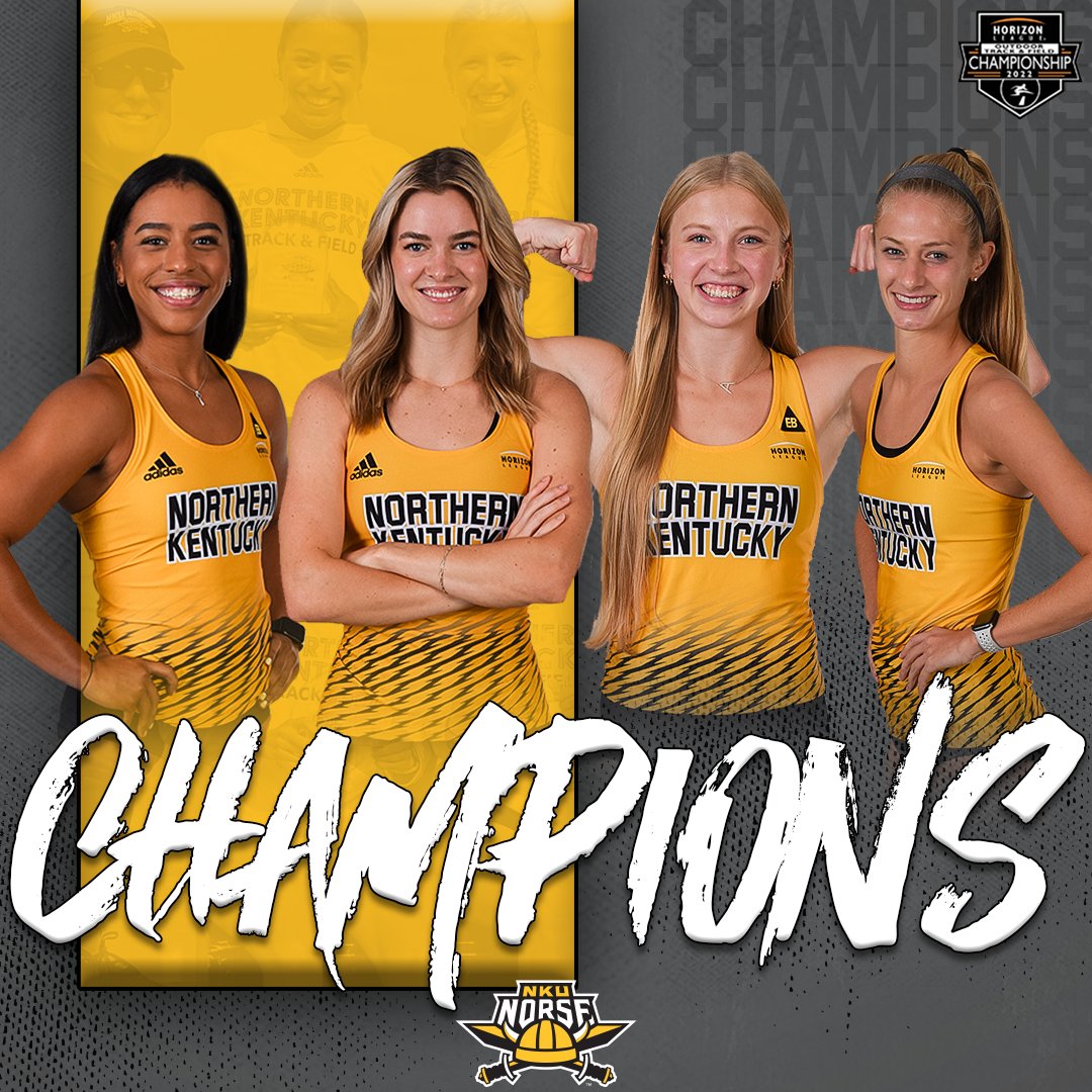 NKUNorseXCTF's tweet photo. 🏆 ＣＨＡＭＰＩＯＮＳ 🏆

Norse squad of @LynsShip, @meganls10, @a_legstrong, &amp; Erika Nageleisen take home GOLD in the #HLTF 4x400m Relay!!

#NorseUp | #HLTF https://t.co/rHDHYZKdZS