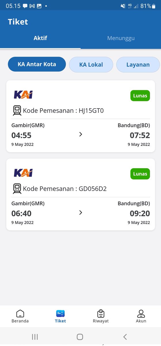 Akhirnya ticket jam 4:55 hangus, pesen lagi jam 6:40. Jadi ketidaksingkronan informasi, tidak sampainya informasi antara di lapangan dan di aplikasi jelas merugikan konsumen <a href="/kemenhub151/">Kemenhub RI</a> <a href="/KAI121/">Kereta Api Indonesia</a> <a href="/keretaapikita/">Kereta Api Kita</a> @KemenBUMN <a href="/erickthohir/">Erick Thohir</a>