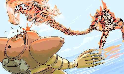 #ゴッグの日 なので昔描いた「ゴッグ・マック」とか「正義のイカリをぶつけられるゴッグ」 