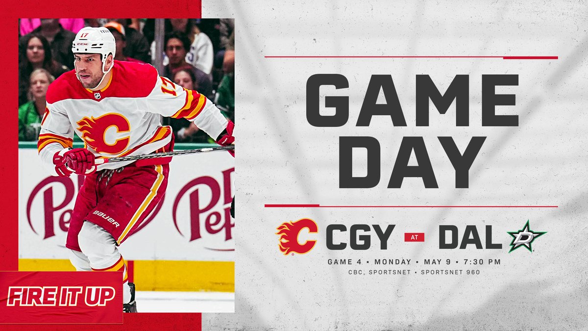 NHLFlames's tweet image. Kicking off the week with a big Game 4.

📺: @hockeynight, @Sportsnet 
📻: @Sportsnet960 
⏰: 7:30 PM MT
#⃣: #Flames | #FireItUp