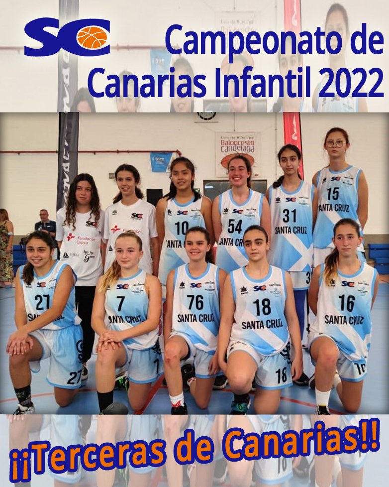 CB_SantaCruz's tweet photo. Finalmente se consiguió. Nuestras infantiles ganaron al Herbalife Gran Canaria, subcampeonas de la isla vecina y se trajeron su medalla de bronce del Campeonato de Canarias.

https://t.co/VDrkafN7Kv https://t.co/mdiim5FRfZ