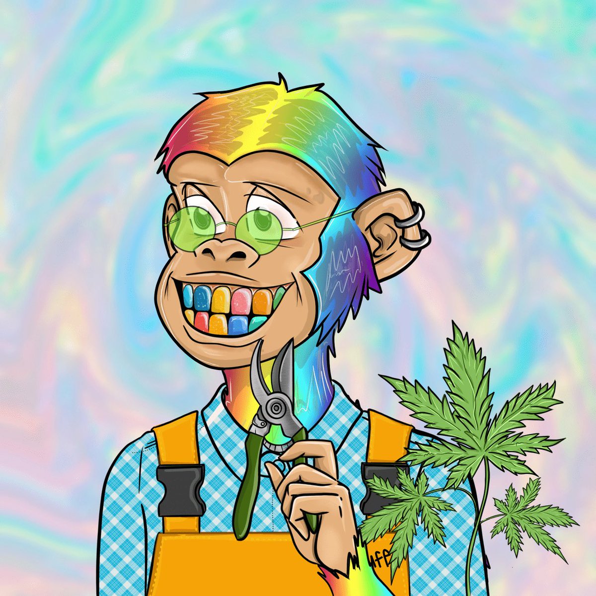 StonedMelaunj's tweet photo. Finally bought my first SAC! It was a long time coming and this farmer is absolutely electric❤️ STOKED ❤️PUFF PUFF FAM @StonedApeCrew https://t.co/dcgaJzzKE0