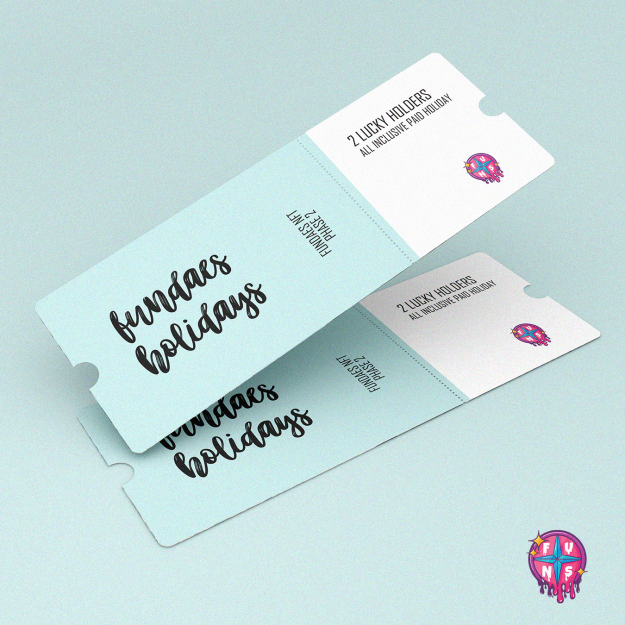 Fundaesnft's tweet photo. If you buy or mint a Fundaes NFT, you will be entered into a raffle to win 1 of 2 paid holidays ✈️

To Enter:
1- Retweet + Like + Follow
2- Tag 3 Friends &amp; comment the NFTs you hold e.g. #656, #702
3- Delist + hold

Winners announced 7 days after sell-out 🏖️ https://t.co/lpj4Svmlcl