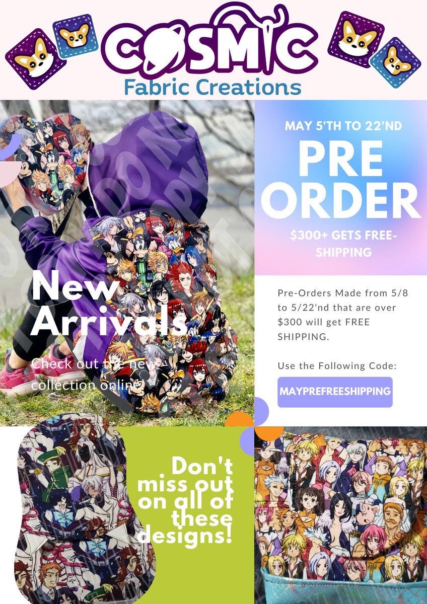 CosmicFabric's tweet photo. This month, we are offering Free Shipping for Pre-Order &amp; Retail Orders. Info. in the pictures. https://t.co/Rr4uK0EPi4