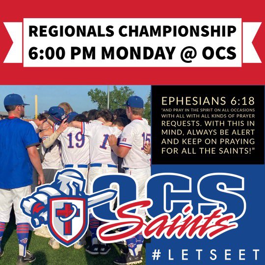 okcs_baseball's tweet photo. Come watch em! Letโs do this boys ! #saintsbaseball #letseet #itsgreattobeasaint @Coach_RC_ @JonathonDillon @Tylerustt @CoachBWeaver https://t.co/KX6wQtxjft