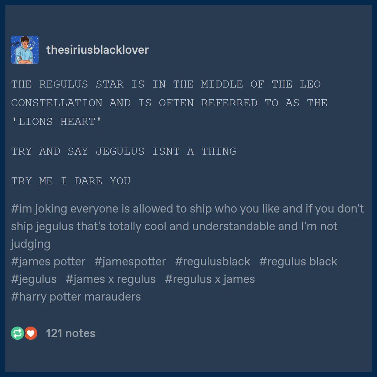 MuggleNet's tweet photo. Do you ship #Jegulus? #JamesXRegulus https://t.co/aZeDAuV6Zm