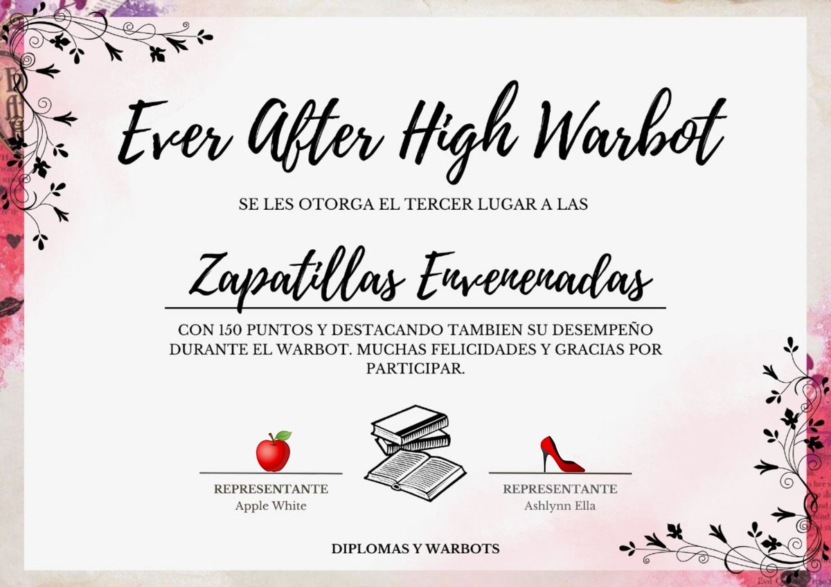 🥉⌗ En tercer lugar tenemos a las Zapatillas Envenenadas, muchas felicidades por su desempeño en el warbot y por participar. Les amamos. 💗

<a href="/TeamApplelynn_/">⚘ Zapatillas envenenadas﹛🍎👠﹜</a>