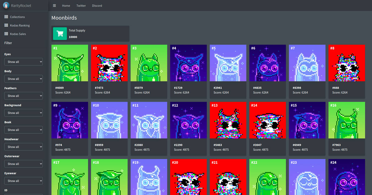 We have added <a href="/moonbirds/">Moonbirds</a> rarity ranking 🔥
rarityrocket.com/rankings/colle…
#moonbirds #rarityrocket #rarityrankings