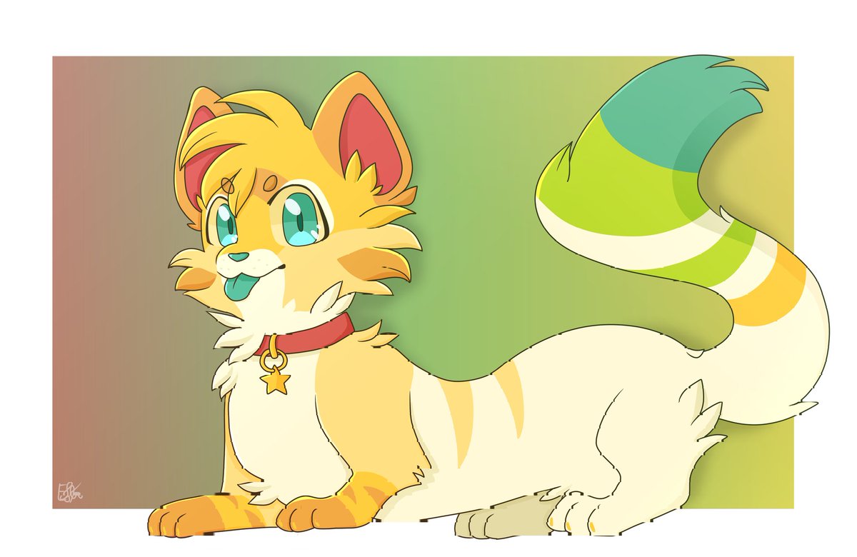 Trying a new style of draw with the cute fursona of <a href="/pawstanoodle/">🍝🌟𝑷𝒂𝒘𝒔𝒕𝒂🌟🍕</a> 💛 The colors are so vibrant and beautiful, I hope you like it