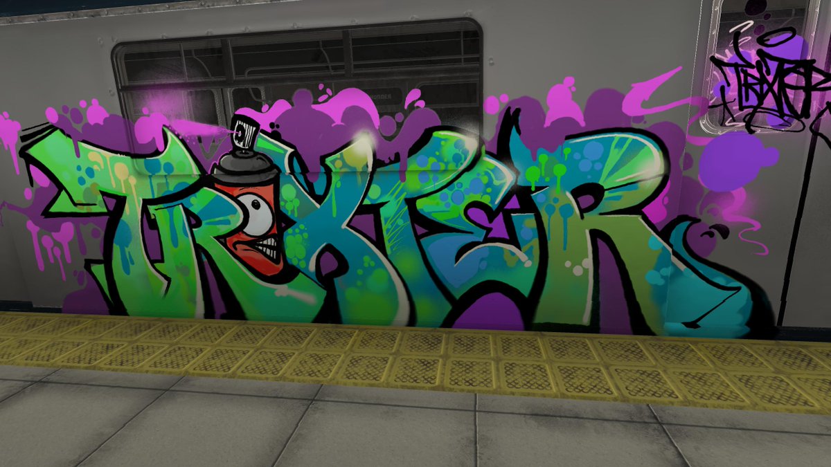 _MRTRIXTER_'s tweet photo. Officially my first piece in the #metaverse... #GenesisCollection #MRTRIXTER #kingspray @Infectious_Ape #ThePlatform #windowdown #metagraffiti #MetaGraff https://t.co/vJMK1ESRVI