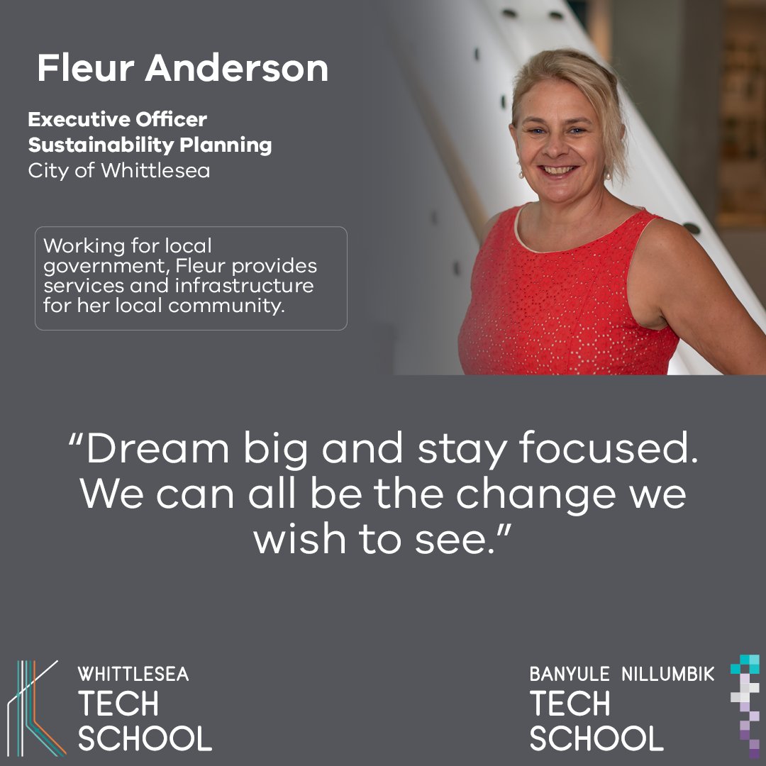 Celebrating Careers in STEM! Every journey is different, no pathway is the same. Check out our latest career profile on Fleur Anderson: banyulenillumbiktechschool.vic.edu.au/stem-careers/

#TechSchools #STEMcareers #STEMEducation #WhittleseaTS #BNTS #STEM #careers