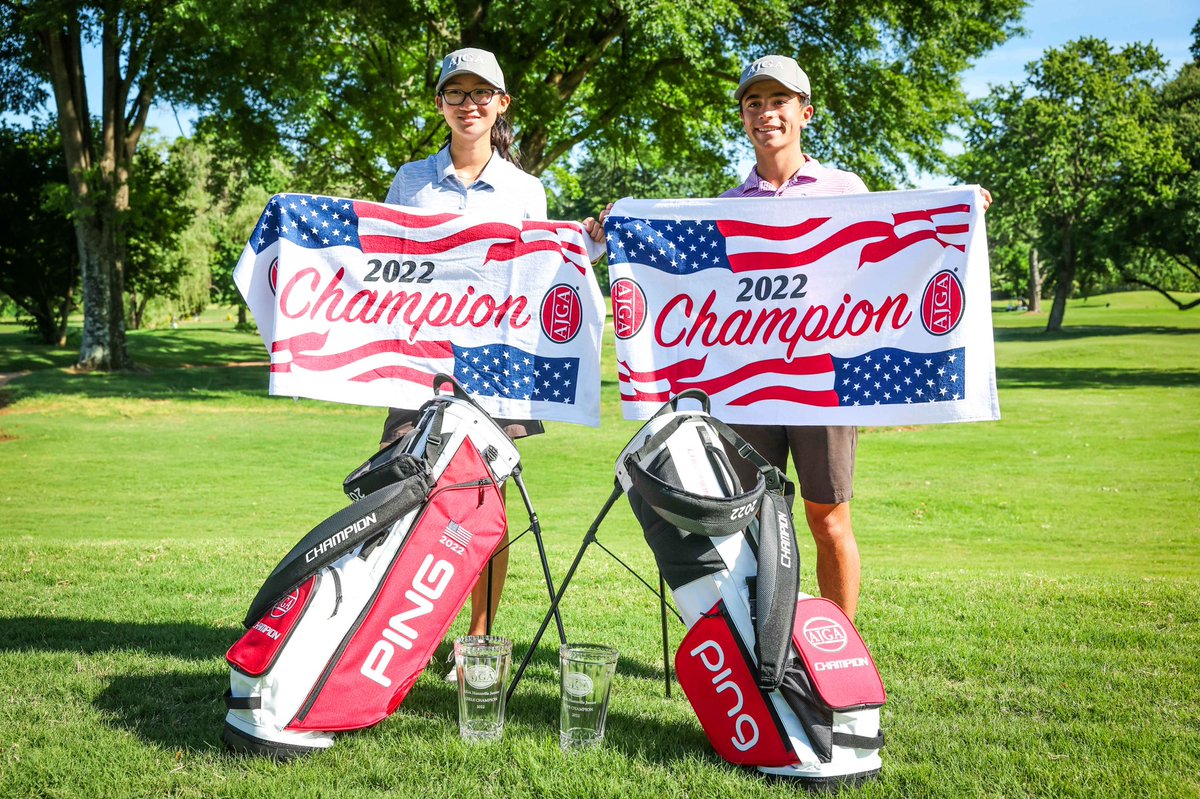 HsvSports's tweet photo. Congratulations to our 2022 @AJGAGolf Huntsville Junior winners, Aidan Cohl from Georgia and Amelie Phung from New York! #SportsHsv https://t.co/xXDwUFxADD