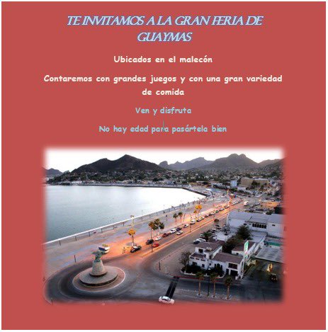Wolf_192's tweet photo. Gran feria de Guaymas 

Nos ubicaremos en el malecon

Ven y disfruta    

#FeriaGuaymas https://t.co/VD3WnZ5HVP