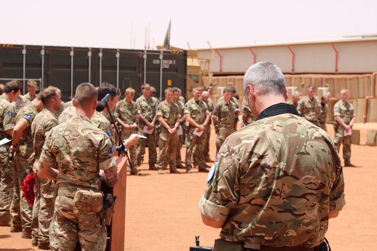 TheWelshCavalry's tweet photo. Today we conducted a Cavalry Memorial service whilst deployed on Op NEWCOMBE.

The Long Range Reconnaissance Group is proud to be the UK’s contribution to @un_minusma peacekeeping mission in #Mali 🇲🇱🇺🇳🇬🇧

🔵#TheWelshCavalry
⚪️#FirstandForemost
🔵#Outinfront https://t.co/e6Iu2TbgFz