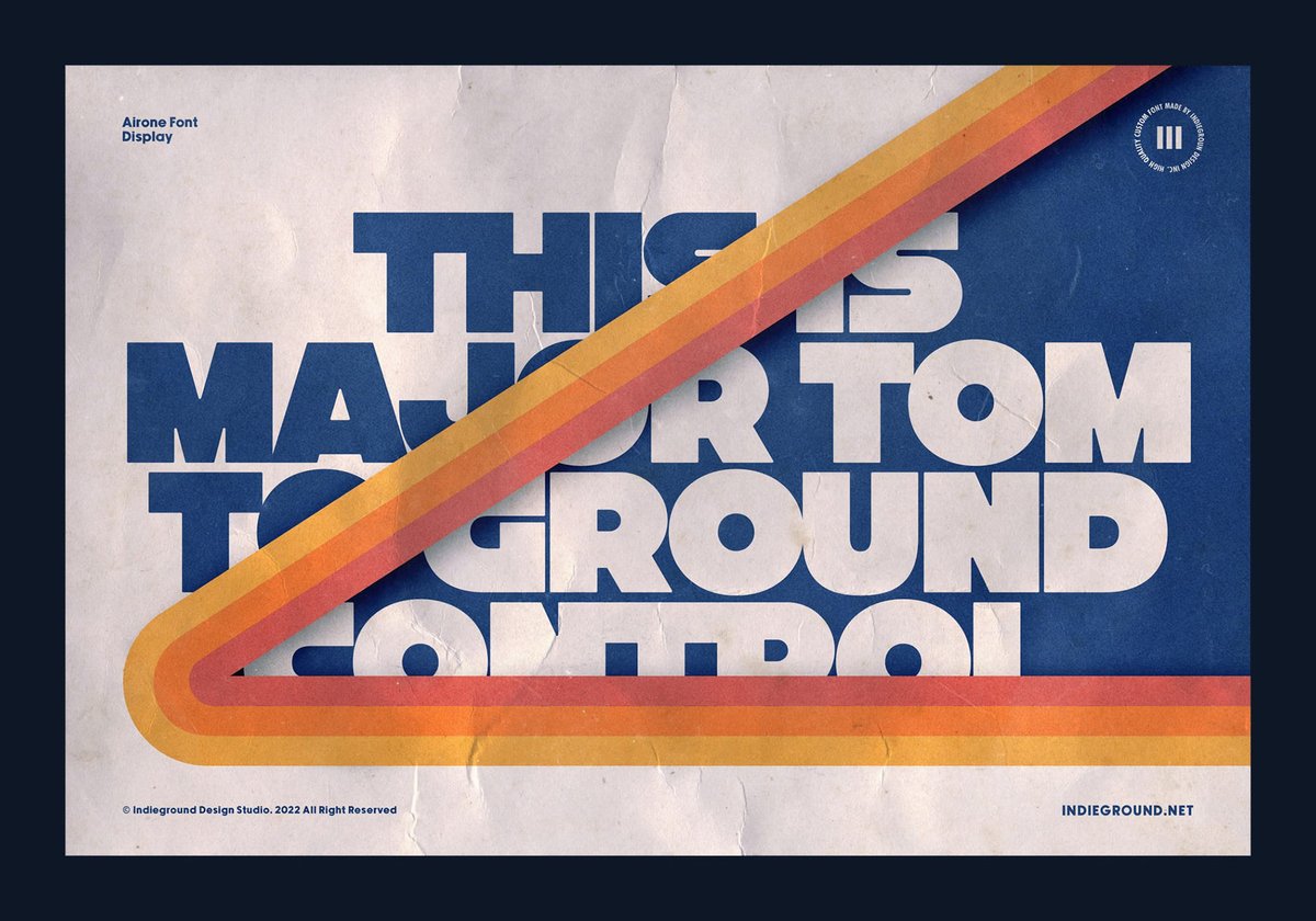 carolinecs's tweet photo. Give me a bold font, a vintage look, rocket-ships in badges, 1982 (the year I was born) and some cool layouts, and I am all in! Awesome font and presentation layouts @theindieground https://t.co/432ERt2HkU