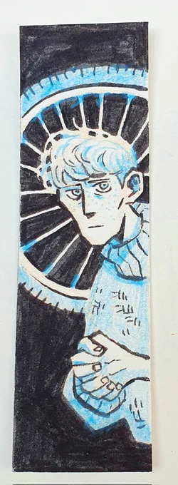I also drew my urban shadows gangs rp characters, The Boys (tm). Let me introduce you to my sad gay ghost boy, our slavic fuckboy fae, flashy and somewhat spineless oracle, and last but not least, very focused to solve some murders (??) and inheritor of supernatural gear shop 