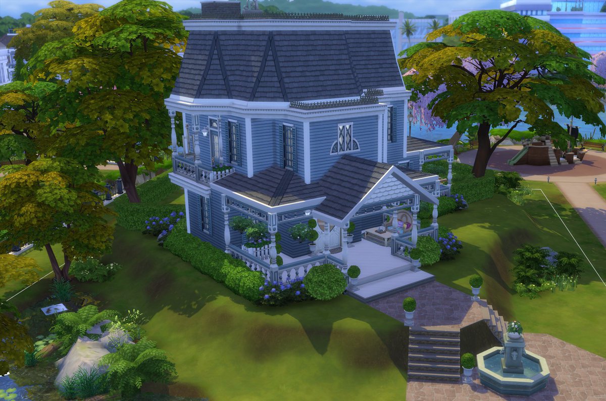 emcraig_95's tweet photo. 🫖Simsie Blue Victorian🫖 - A beautiful Victorian house with many modern amenities! There are beautiful gardens and porches for enjoying the outdoors, and a homey, ecclectic interior.
Origin ID: ZombieEm
.
#ShowUsYourBuilds #TheSims4 #SimsieBigMistake https://t.co/8wiioV58wC